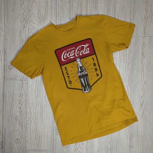 Coca Cola Women’s Small Yellow Short Sleeve T-Shirt Top - Picture 4 of 6